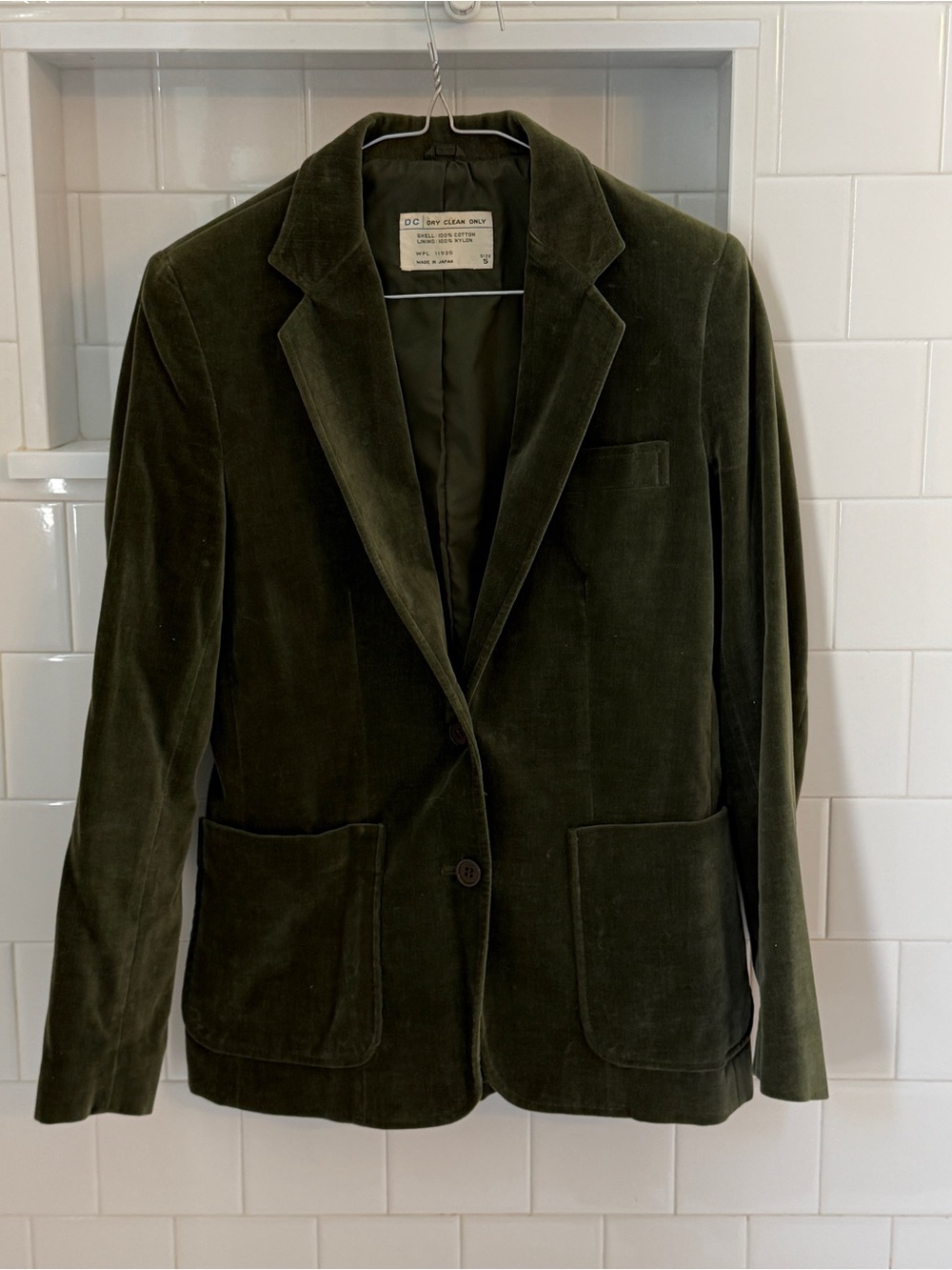 VTG Olive Green Velvet Blazer Jacket